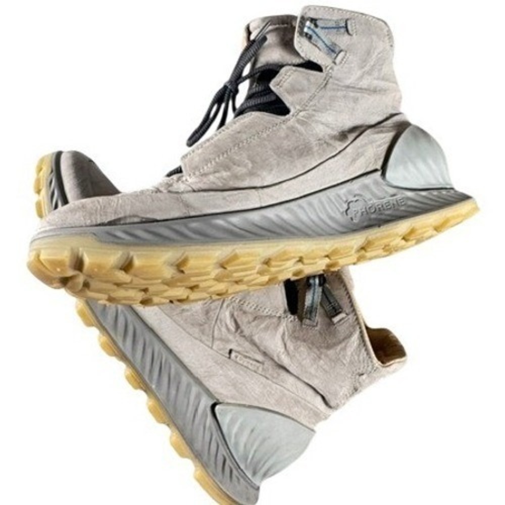 ECCO Boots Mens 13 Exostrike Dyneema Leather Phorene Grey High Top